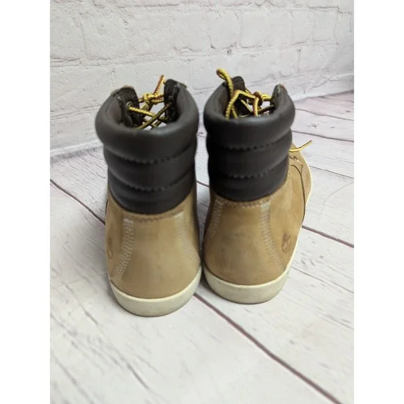 Timberland Womens Wheat/Brown/White Lace-Up Nubuck Dausette Sneaker Boots Sz 7.5 - Picture 3 of 9